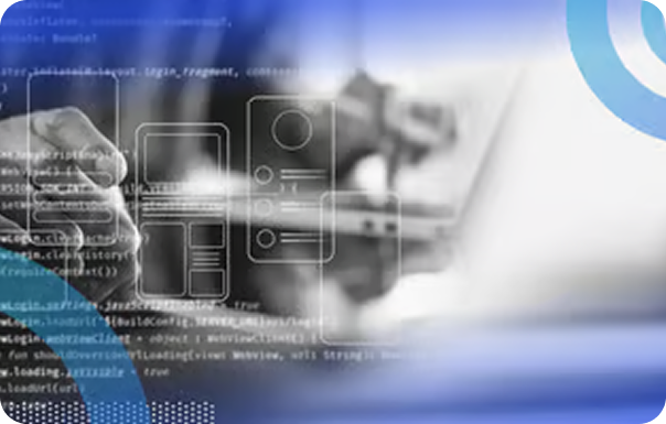Modern application architecture diagram displayed on screen