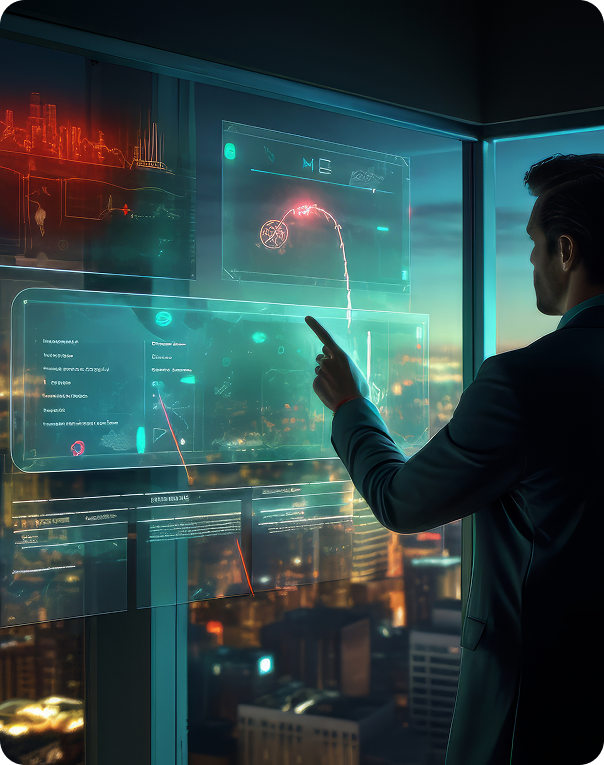 Business professional reviewing a continuity plan on screen