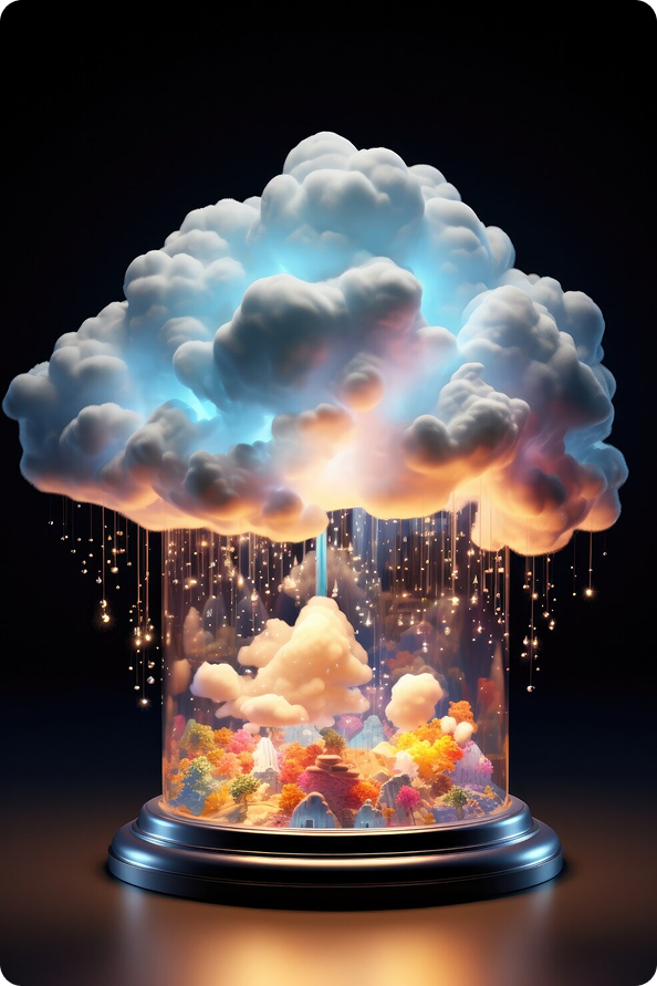Abstract cloud infrastructure visualisation representing CloudOps management