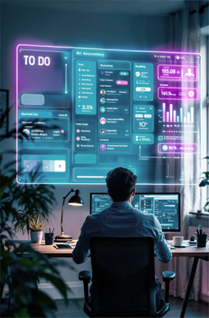 Consultant reviewing a cloud architecture diagram on a digital display